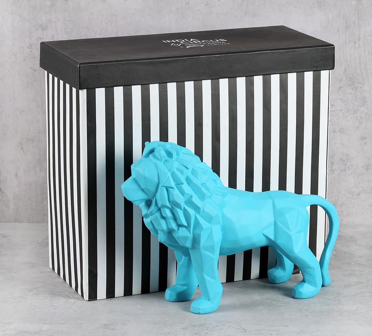 India Circus Sky Blue King of Beasts Figurine