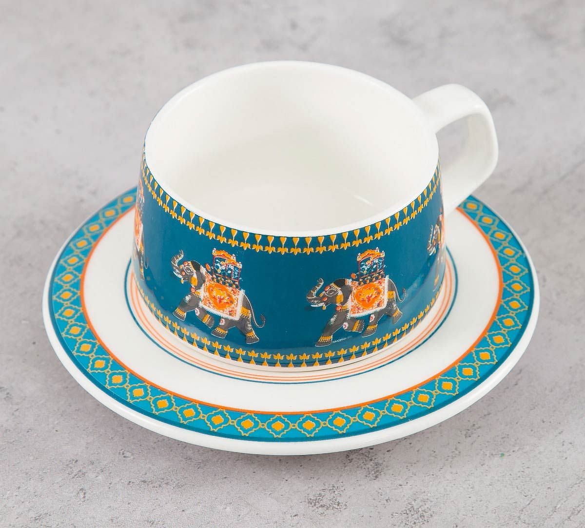 India Circus Swirling Safari Cup and Saucer (Set of 6)