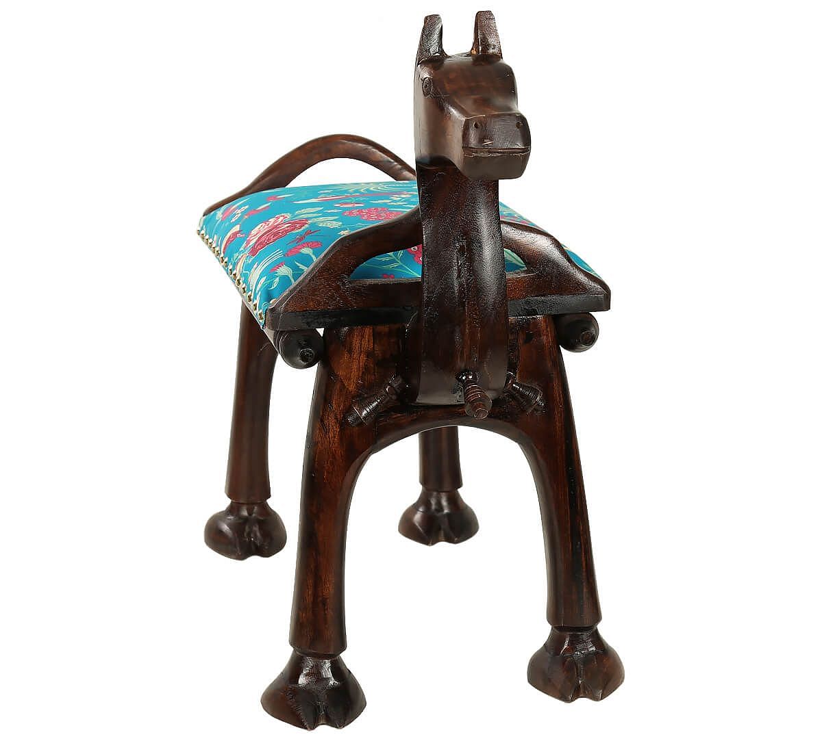 India Circus Teal Floral Galore Camel Pouffe
