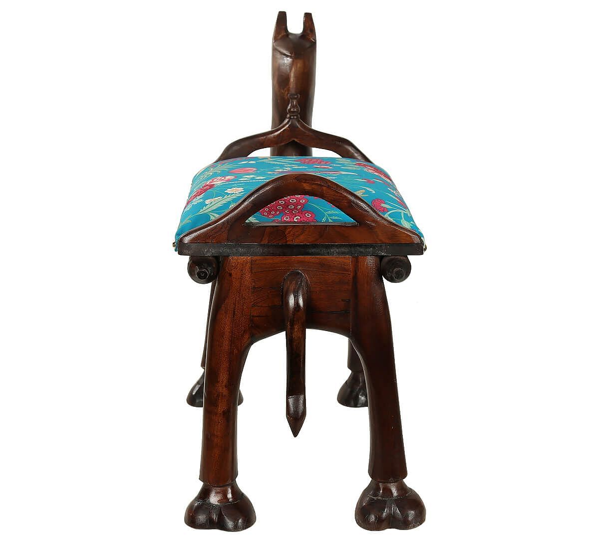 India Circus Teal Floral Galore Camel Pouffe