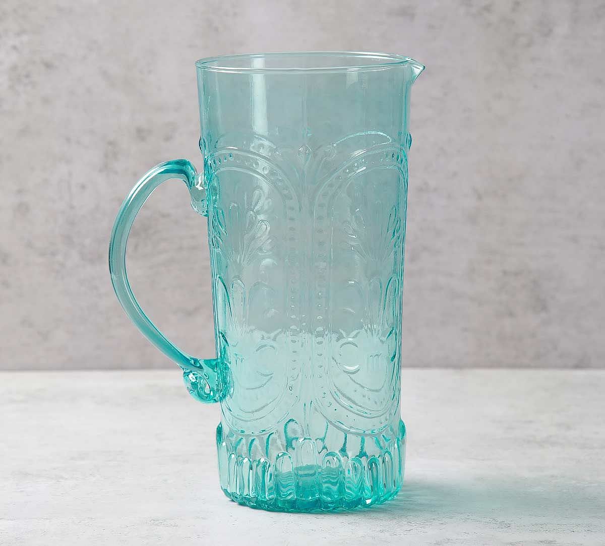 India Circus Teal Glass Jug