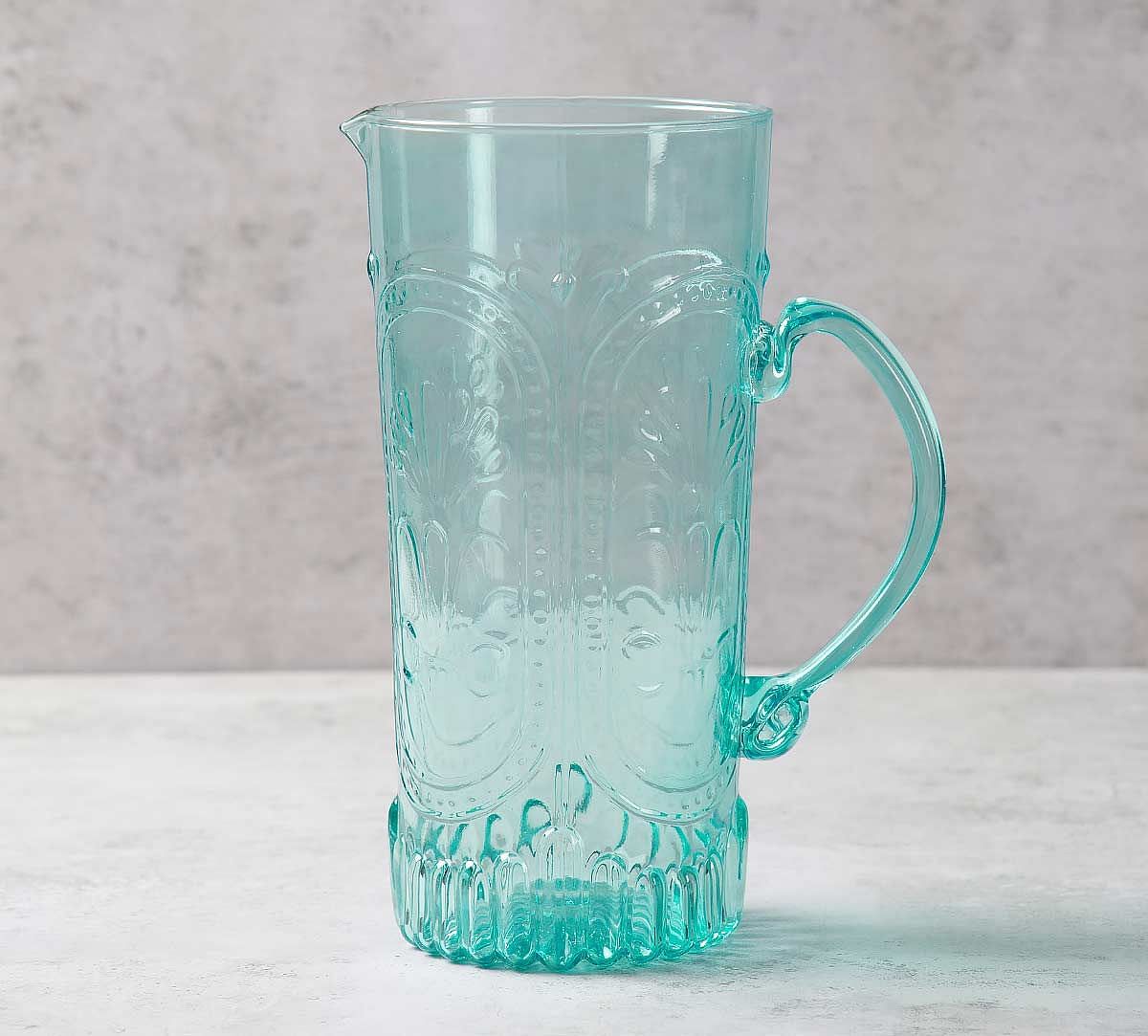 India Circus Teal Glass Jug