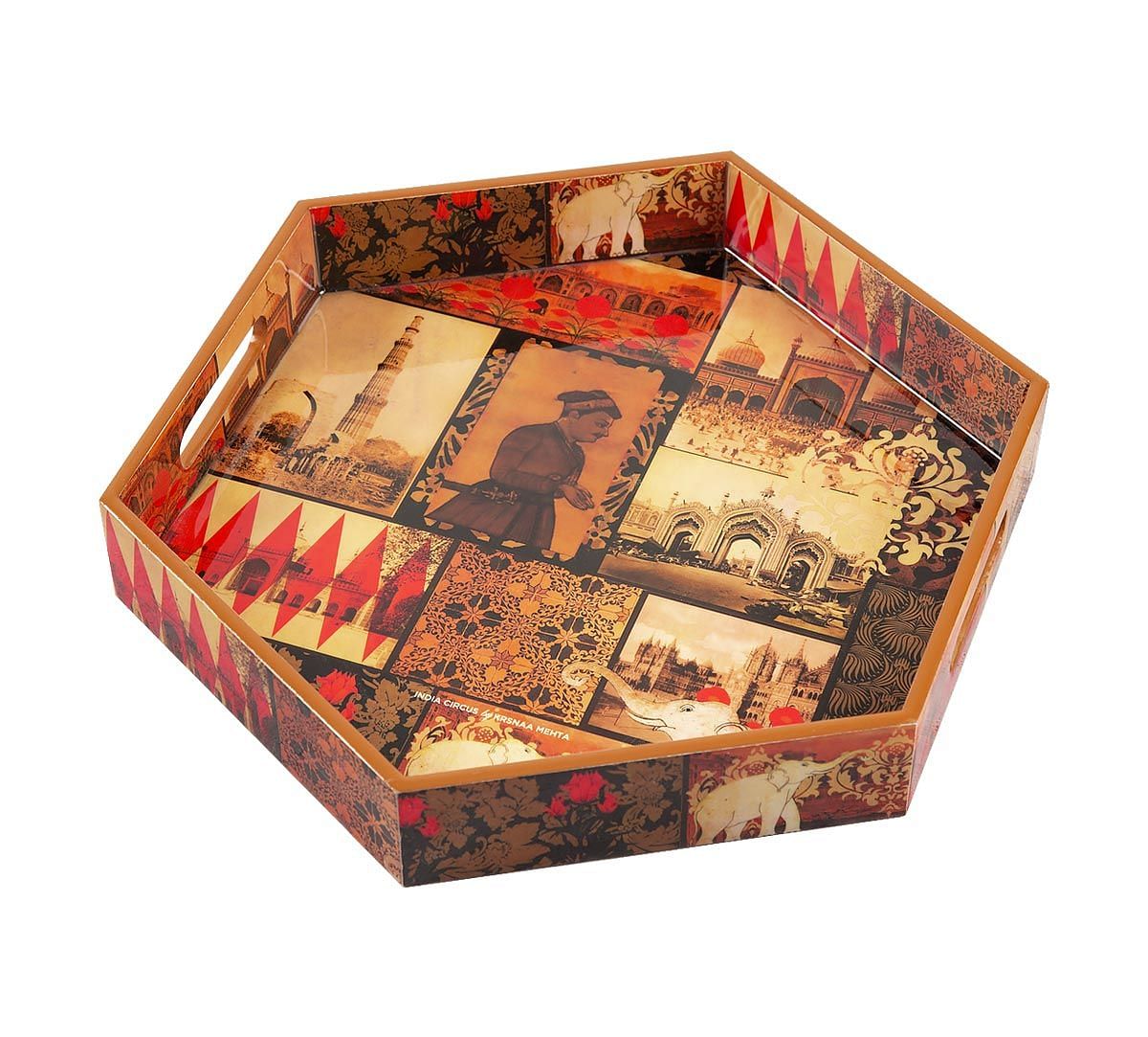 India Circus The Mughal Era Hexagon Serving Tray