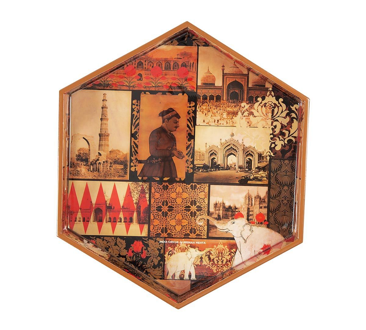 India Circus The Mughal Era Hexagon Serving Tray