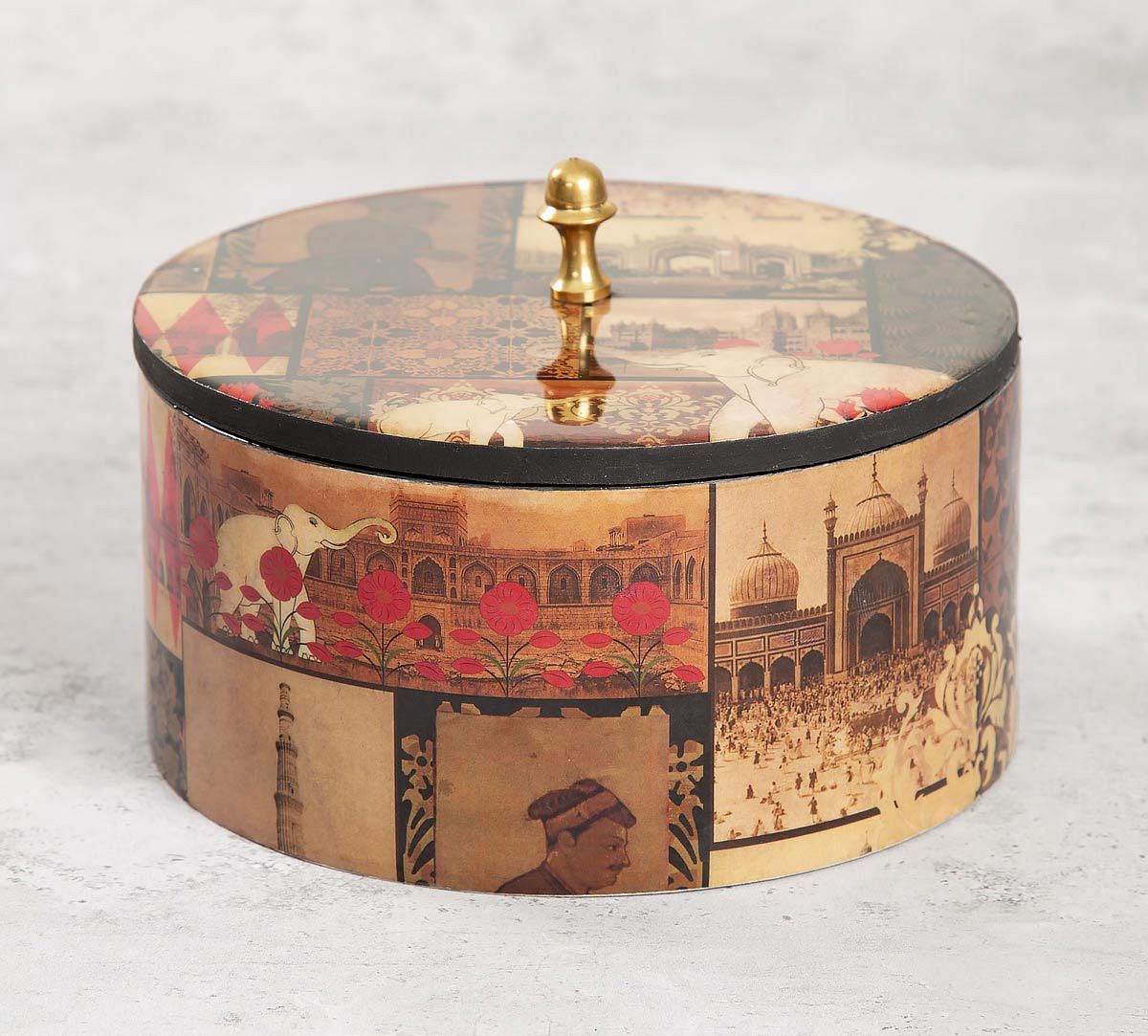 India Circus The Mughal Era Round Storage Box