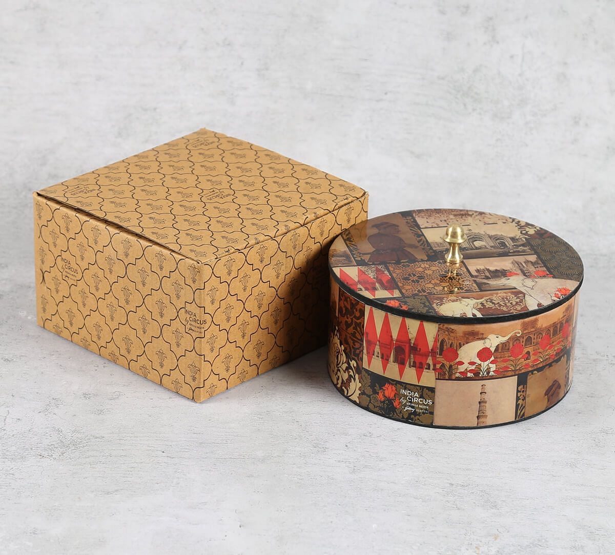 India Circus The Mughal Era Round Storage Box