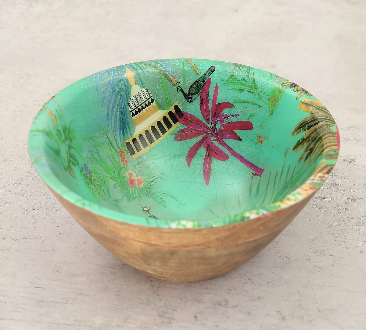 India Circus The Peacock Throne Wooden Bowl