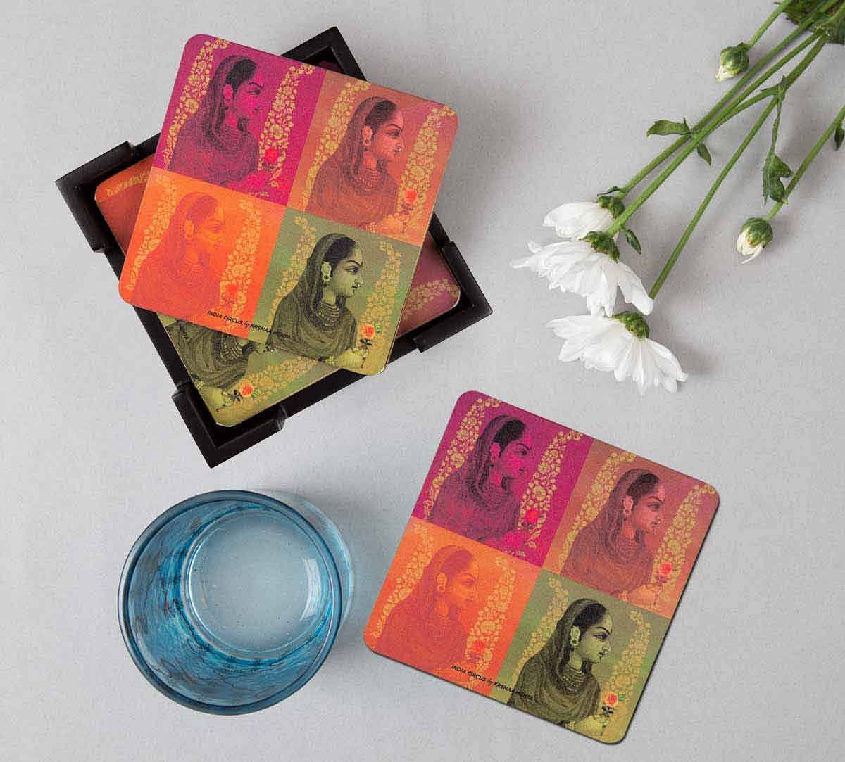 India Circus Tinted Queen Table Coaster Set of 6