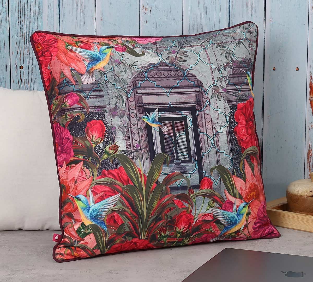 India Circus Trapped Bluebird Polyester Cushion Cover