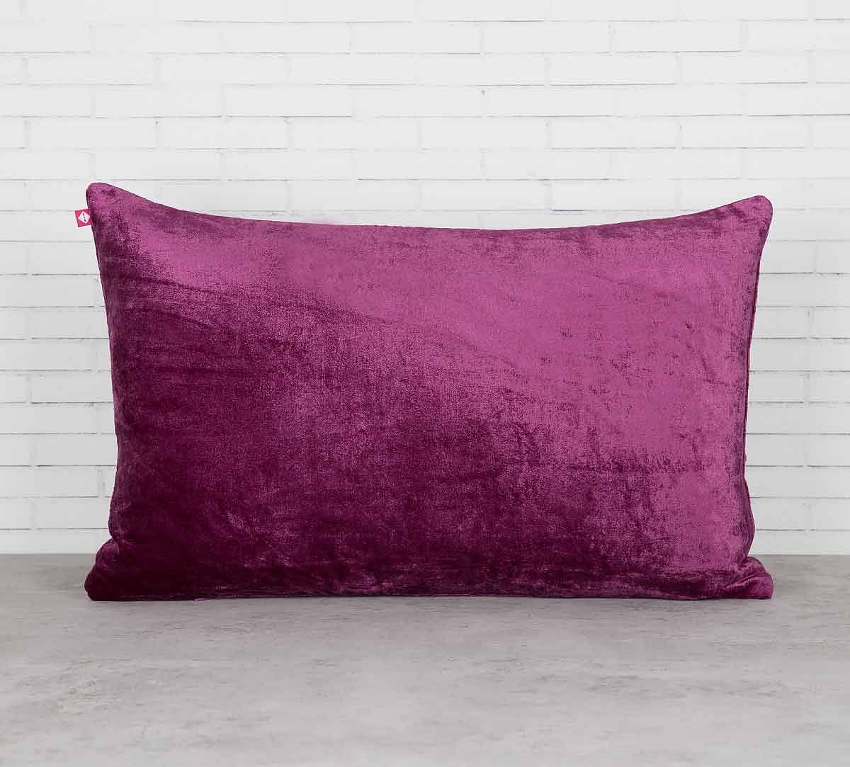 India Circus Trickles of Flower Purple Embroidered Velvet Cushion Cover