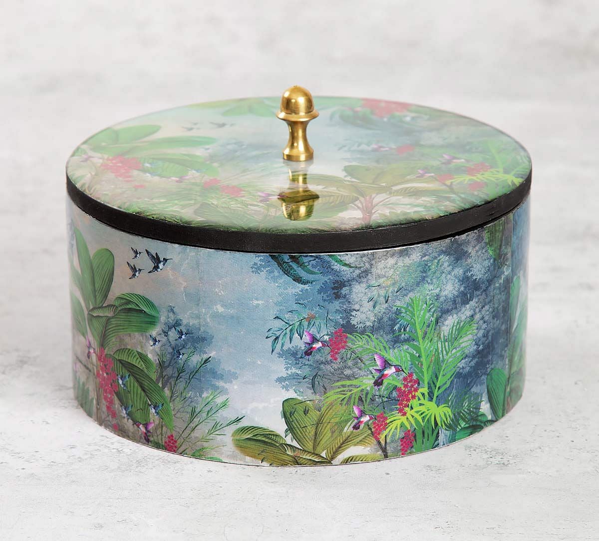 India Circus Tropical View Round Storage Box