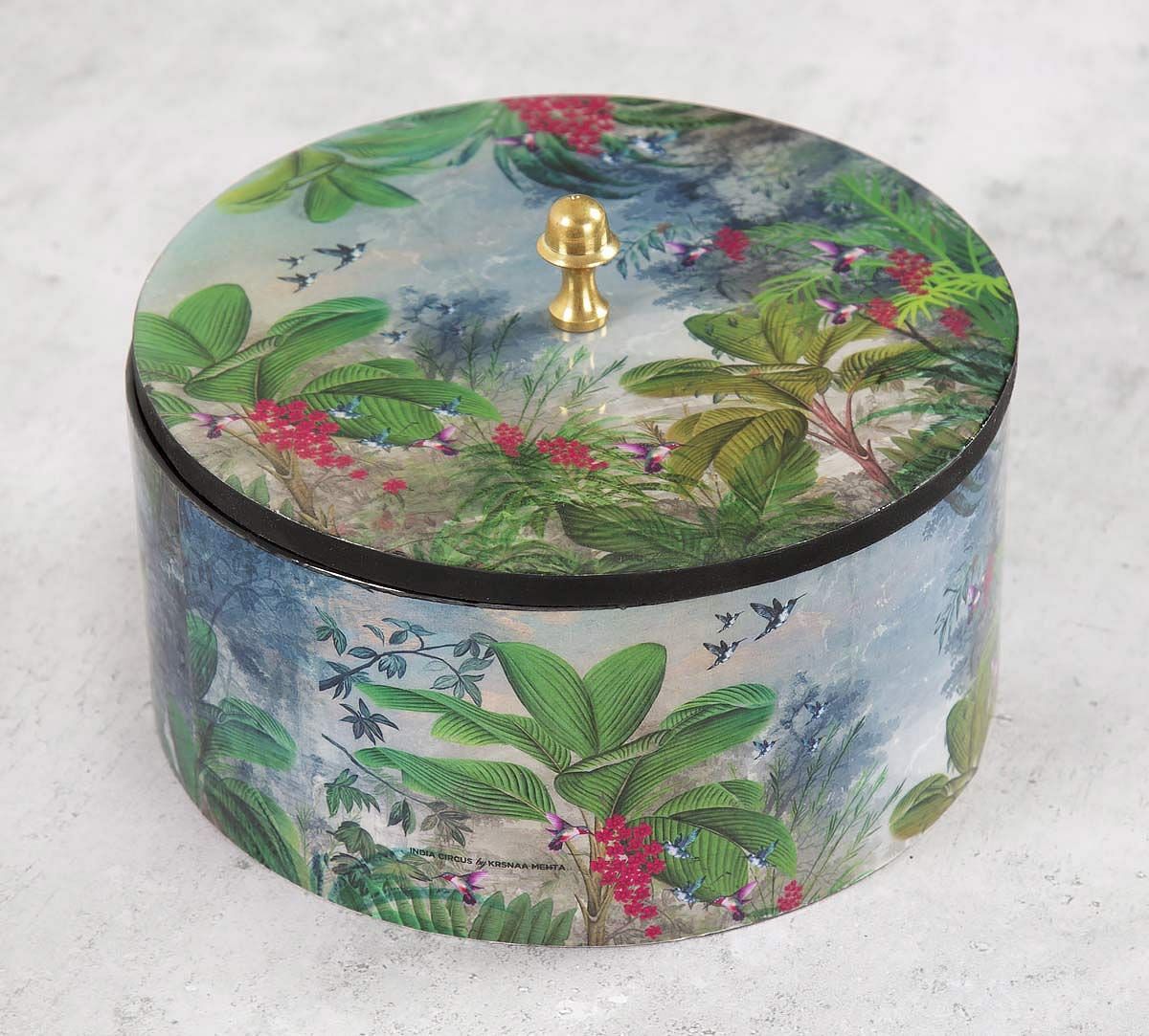 India Circus Tropical View Round Storage Box