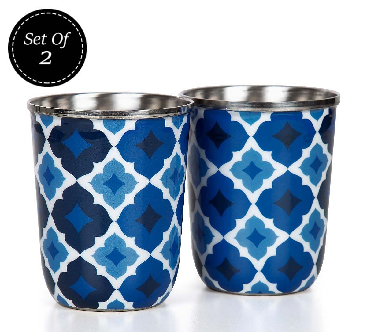 India Circus Ultramarine Tracery Steel Tumblers Set of 2