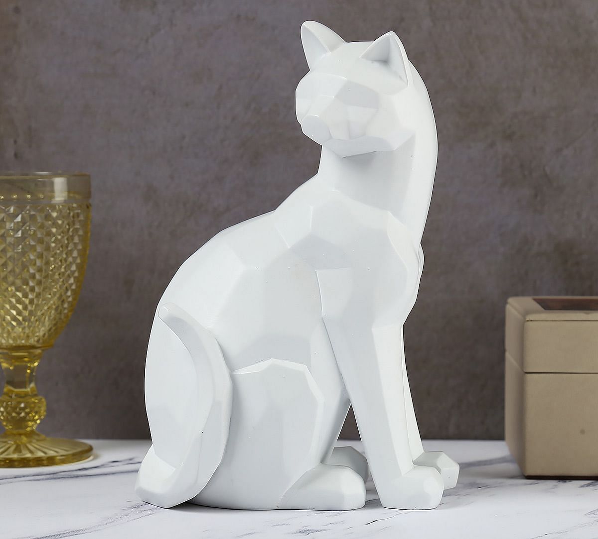 India Circus White Cat Figurine