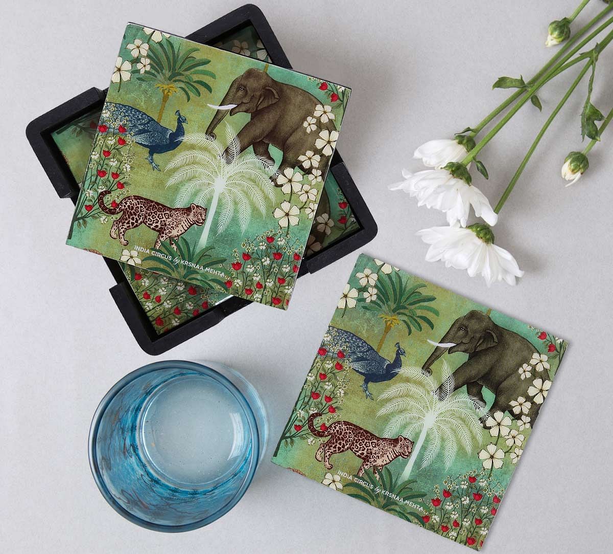 India Circus Wildlife Safari MDF Table Coaster Set of 6