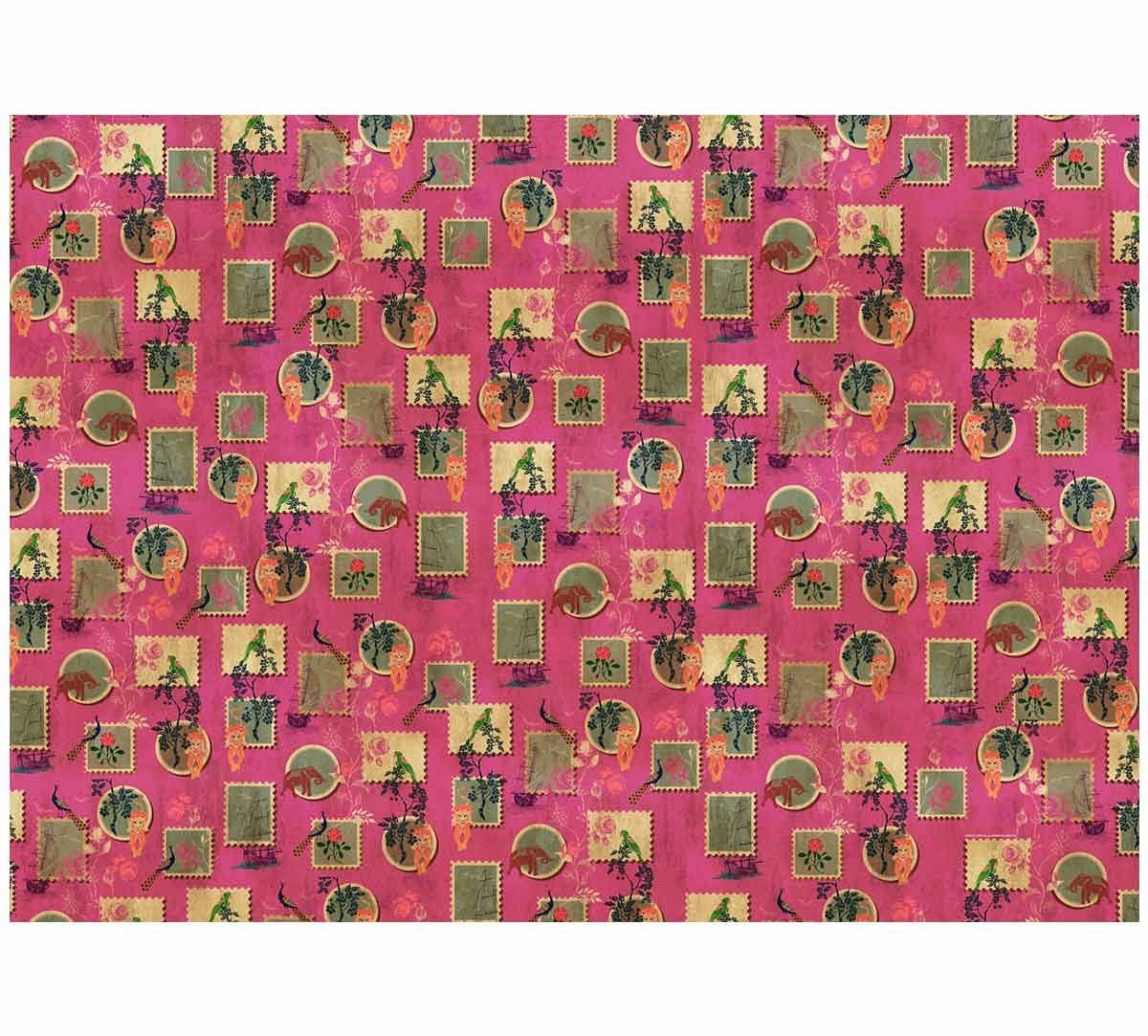 India Circus Wildlife Stamps Gift Wrapping Paper