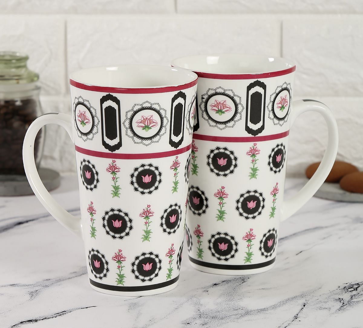 India Circus Appliqued Harmony Conical Mug (Set of 2)