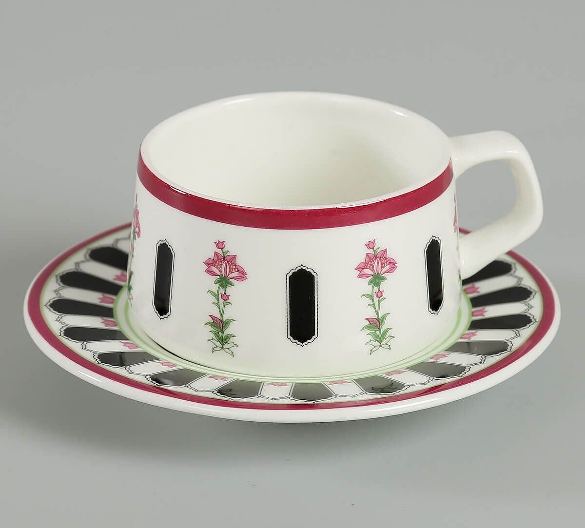 India Circus Appliqued Harmony Cup and Saucer (Set of 6)