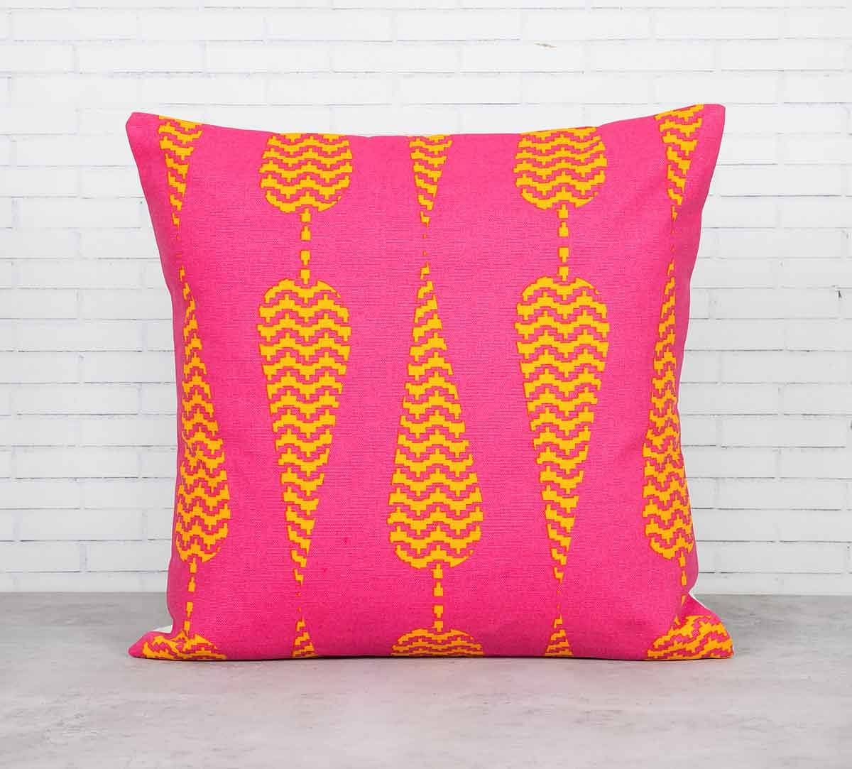 India Circus Conifer Spades Pink Cotton Cushion Cover