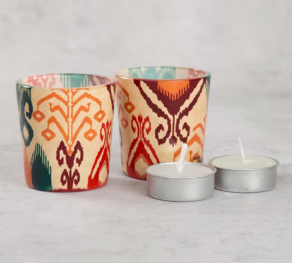 India Cirucs Flirtatious Flowers Tea Light Holder Set of 2