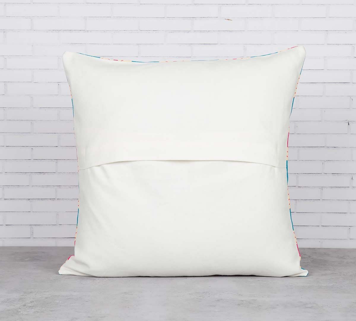 India Circus Lattice Practice Turquoise Blue Cotton Cushion Cover