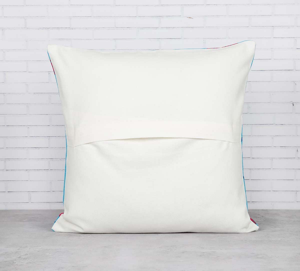 India Circus Yield of Divinity Blue Cotton Cushion Cover