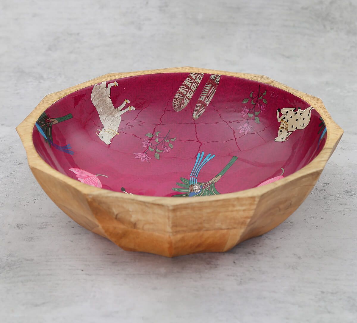 India Cricus by Krsnaa Mehta Magenta Biome Mystique Big Wooden Bowl