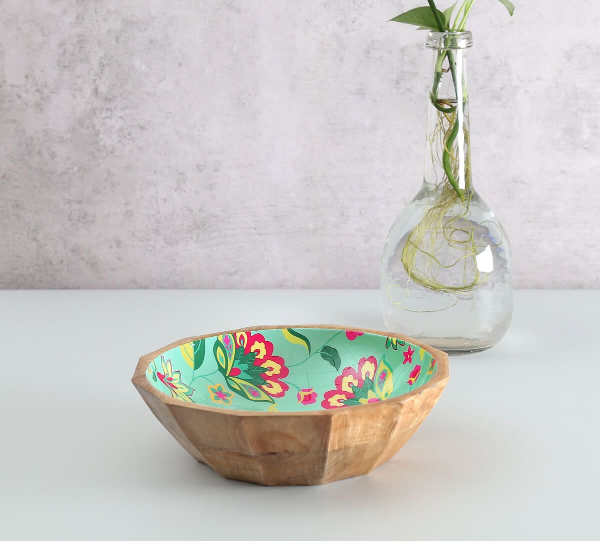 India Cricus by Krsnaa Mehta Neon Cyanic Pop Burst Big Wooden Bowl