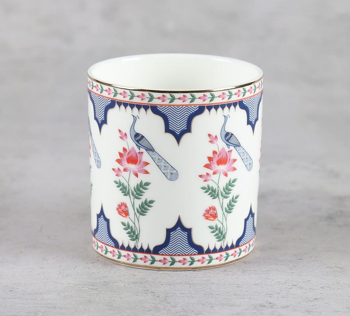 India Circus by Krsnaa Mehta Chevron Perching Peacock Mug Set of 6