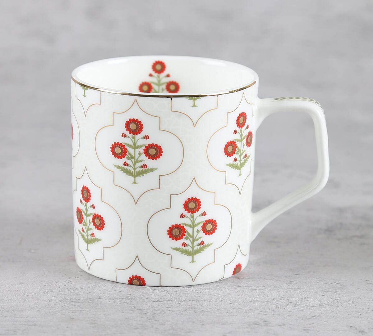 India Circus by Krsnaa Mehta Grey Poppy Flower Mug Set of 6