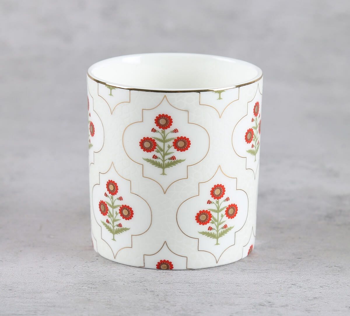 India Circus by Krsnaa Mehta Grey Poppy Flower Mug Set of 6