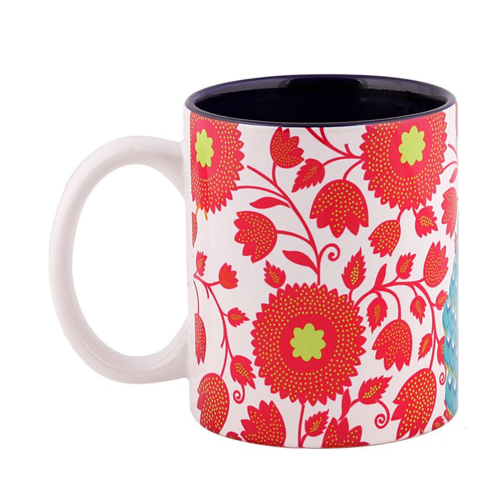 Floral Peacock Dance Mug
