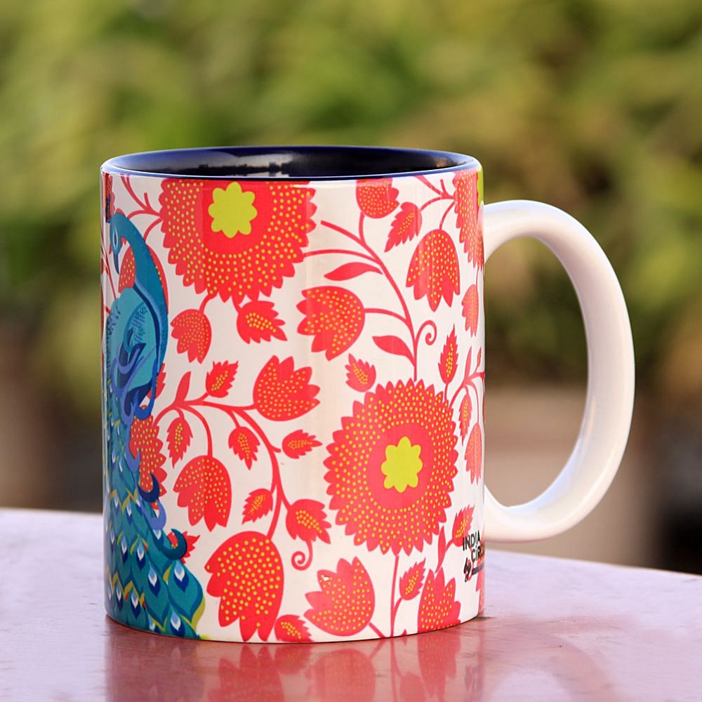 Floral Peacock Dance Mug