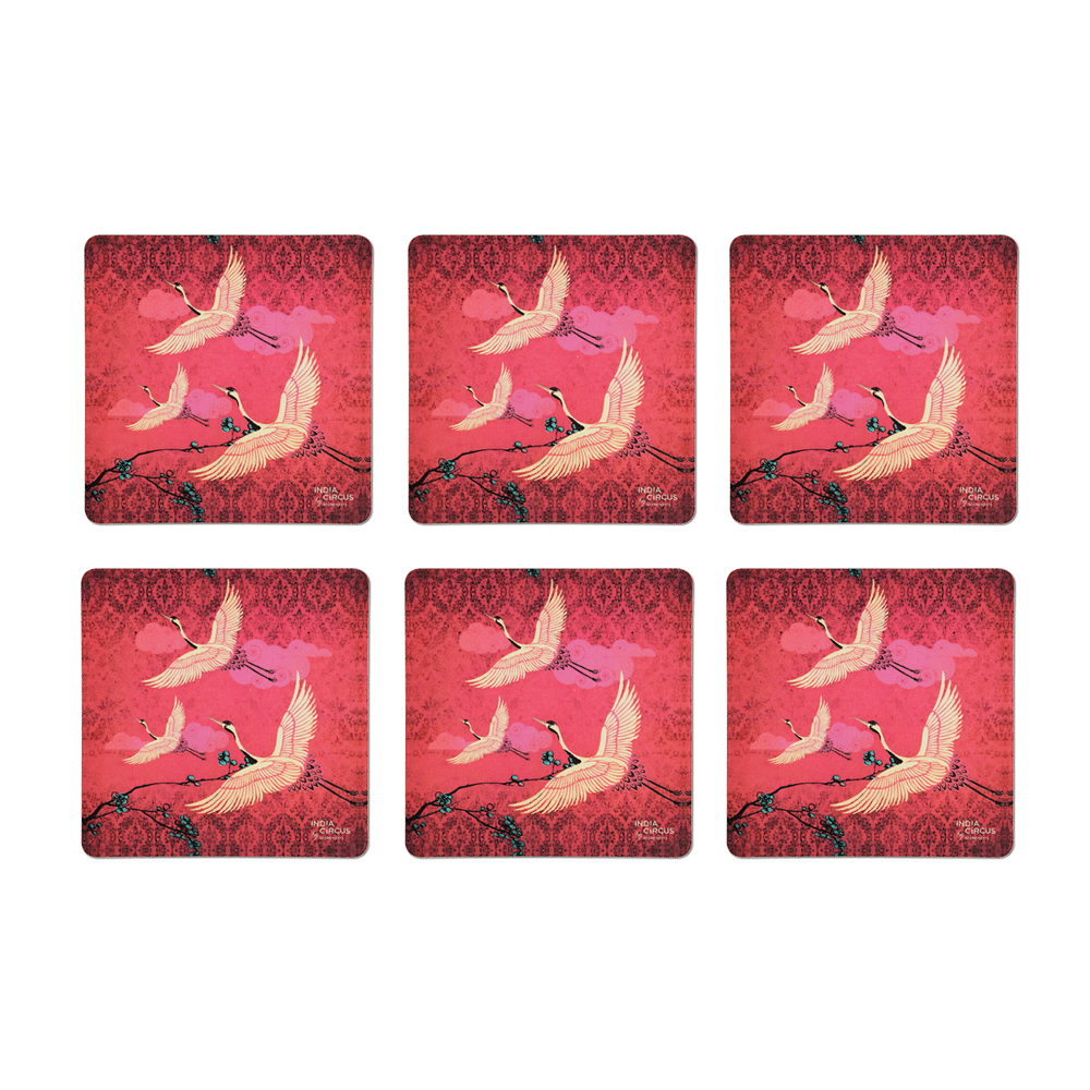 Legend of the Cranes Rubber Coasters - (Set of 6)