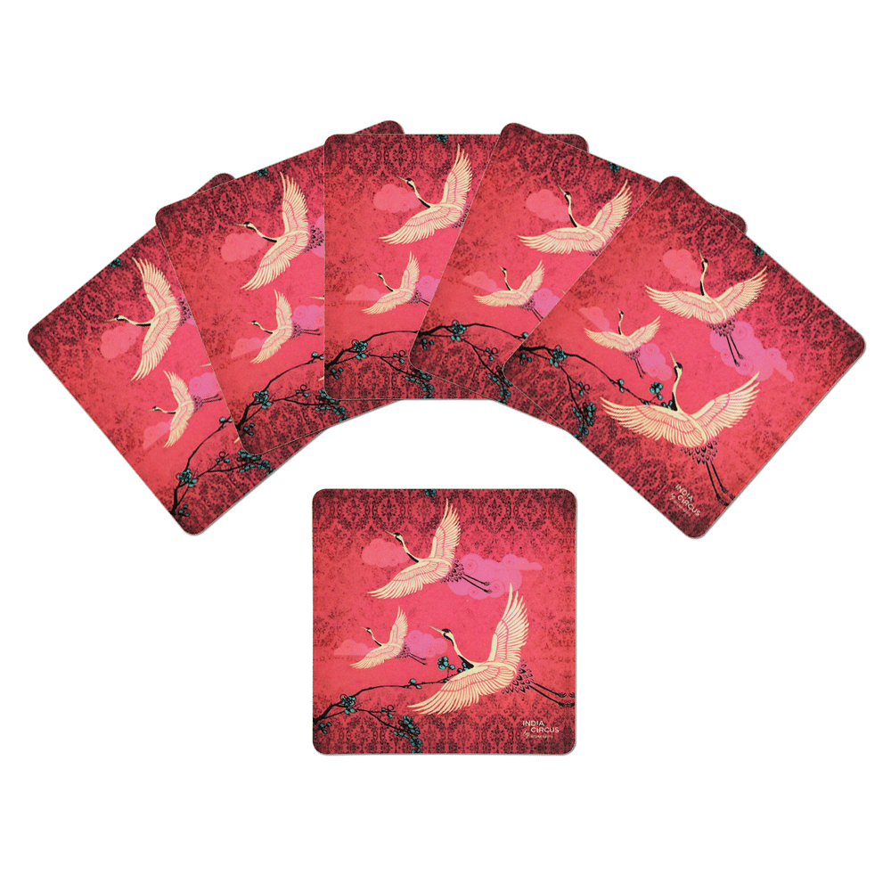 Legend of the Cranes Rubber Coasters - (Set of 6)