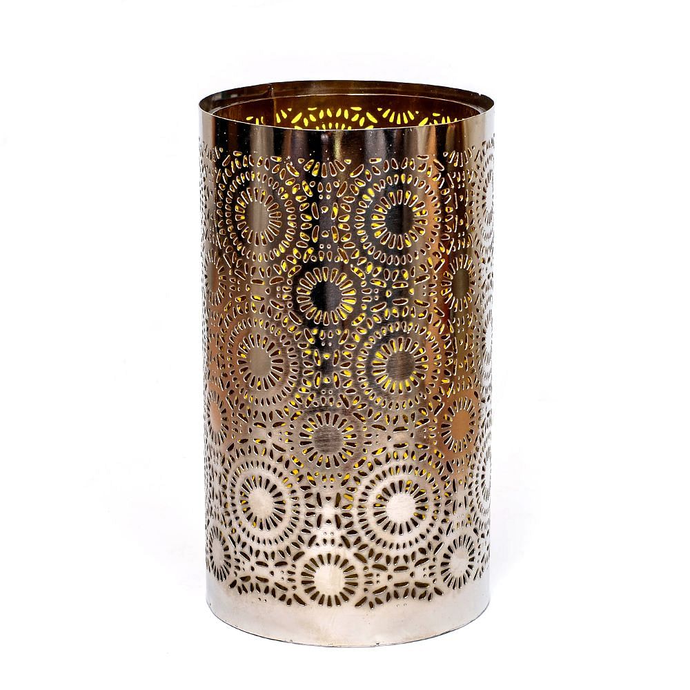  Circular Charm Amber Glass and Iron Lattice Hurricane