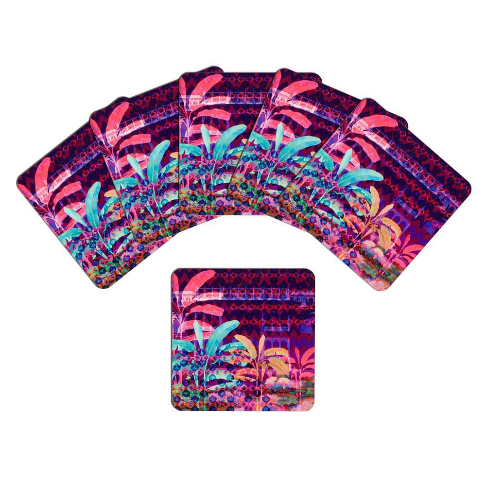 Neon Paradise MDF Coaster - (Set of 6)