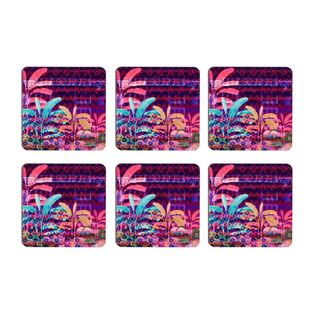 Neon Paradise MDF Coaster - (Set of 6)