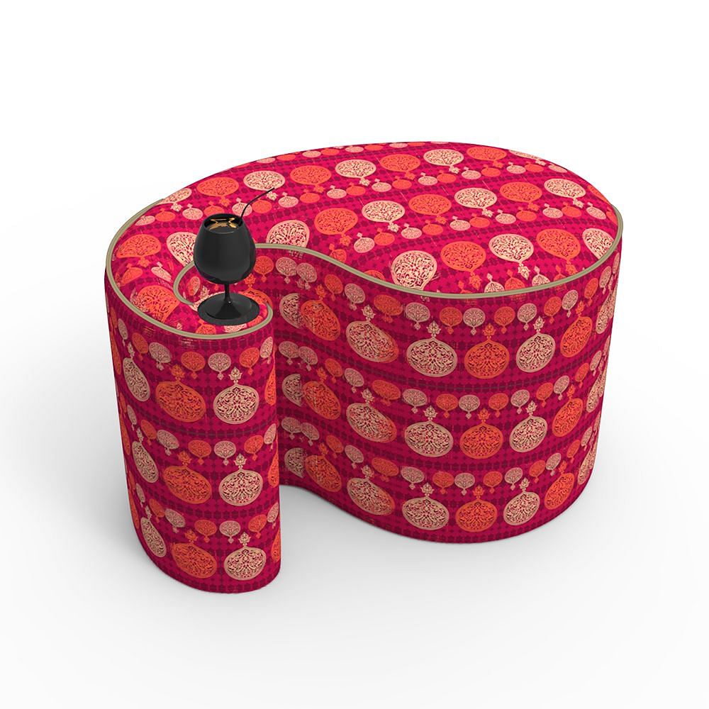 Carved Circles Paisley Pouff