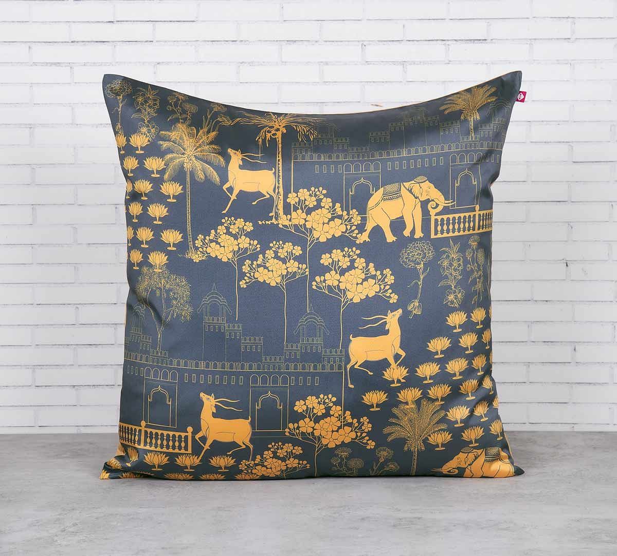 India Circus Palatial Courtyard Blended Taf Silk Cushion Cover