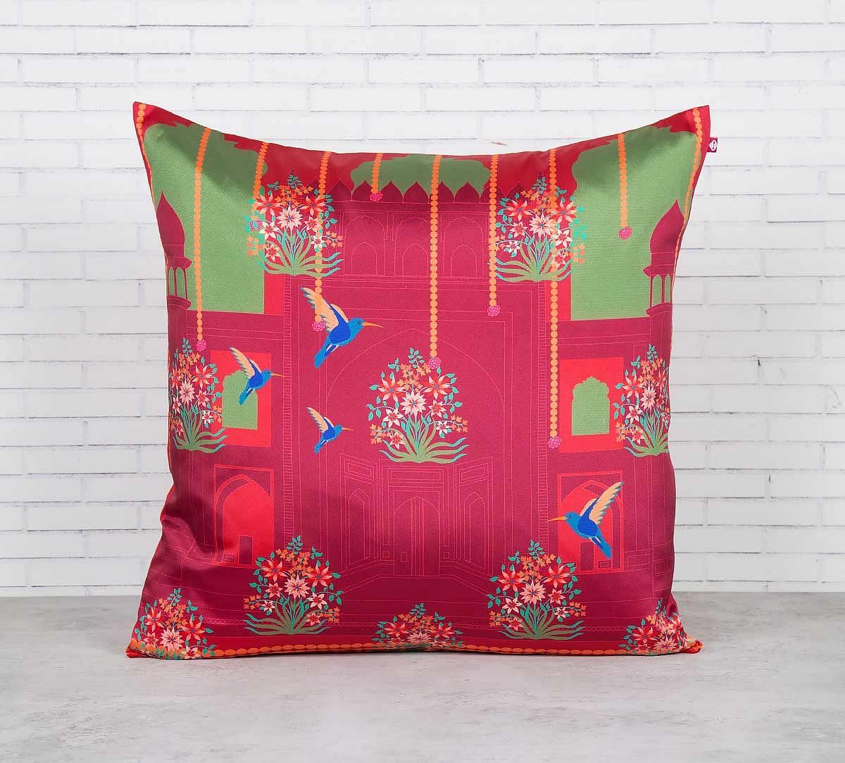 India Circus Passerines Palatial Paradise Blended Taf Silk Cushion Cover