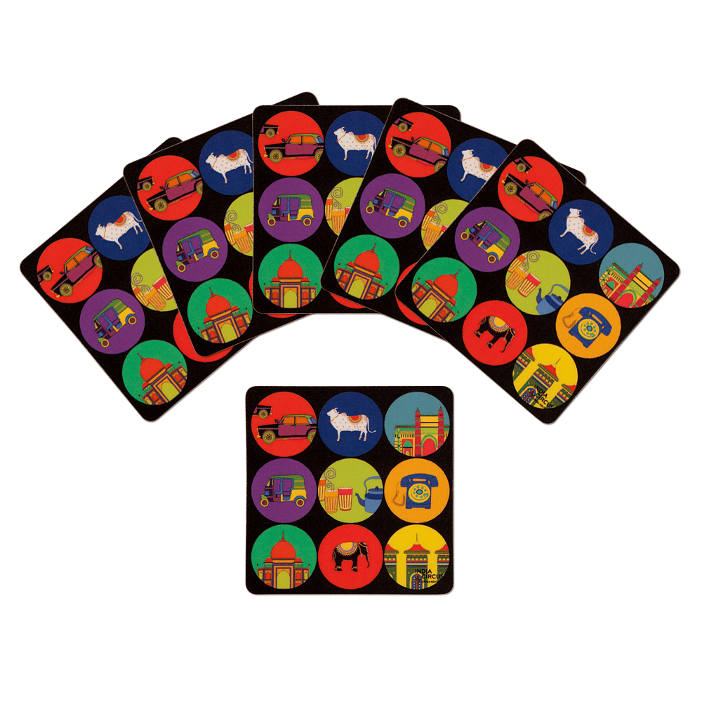 Polka Masti Rubber Coasters - (Set of 6)
