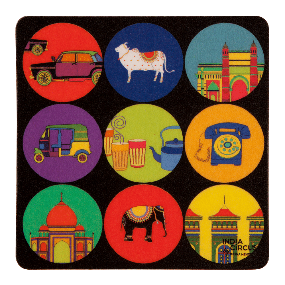 Polka Masti Rubber Coasters - (Set of 6)