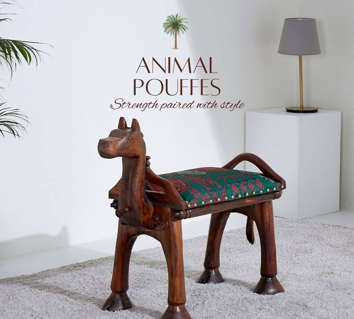 Chevron Palms Elephant Pouffe