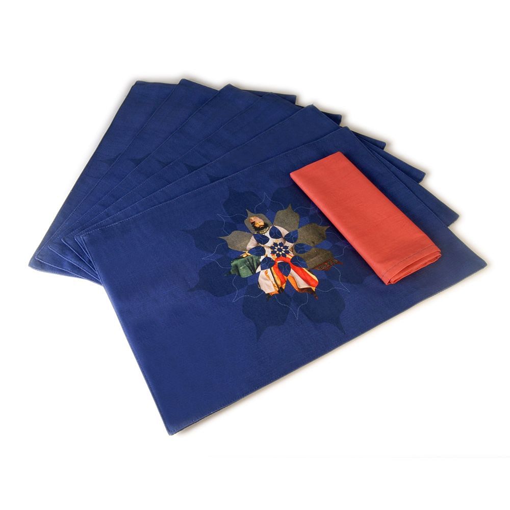 Blue Canvas Table Mat and Napkin(Set of 6)