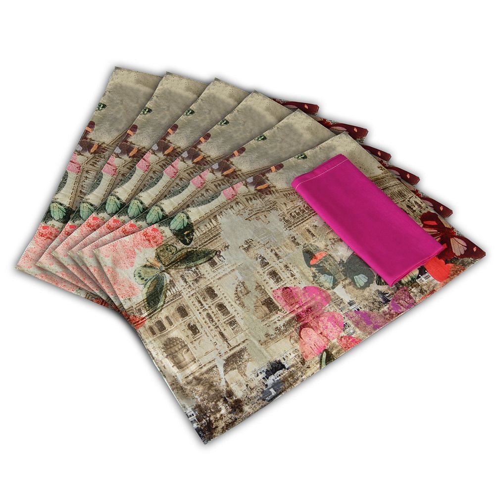 Butterflies Table Mat and Napkin(Set of 6)