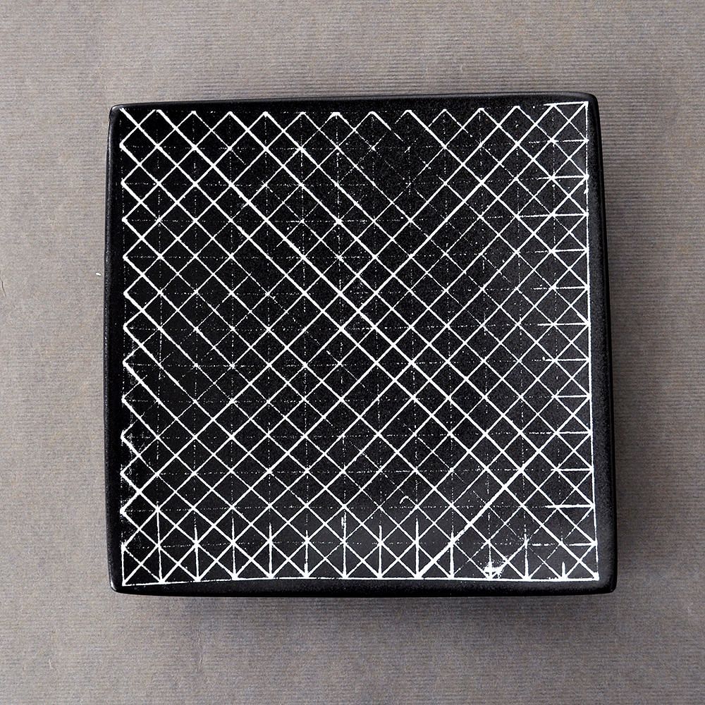 Black Linear Square Platter