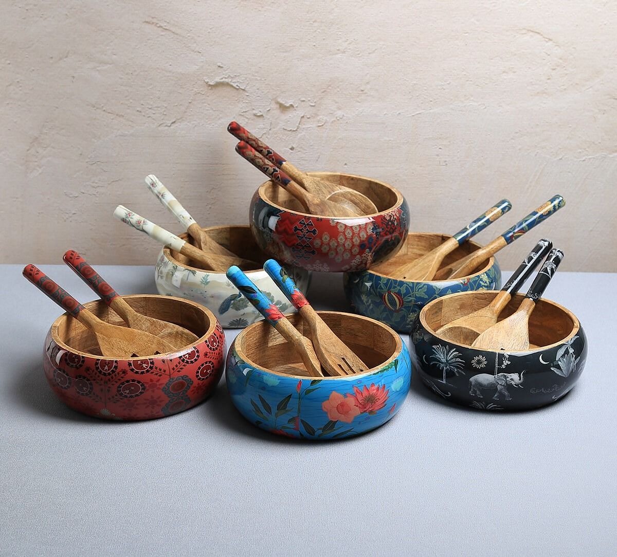 Blossomy Mosaic Salad Bowl Set