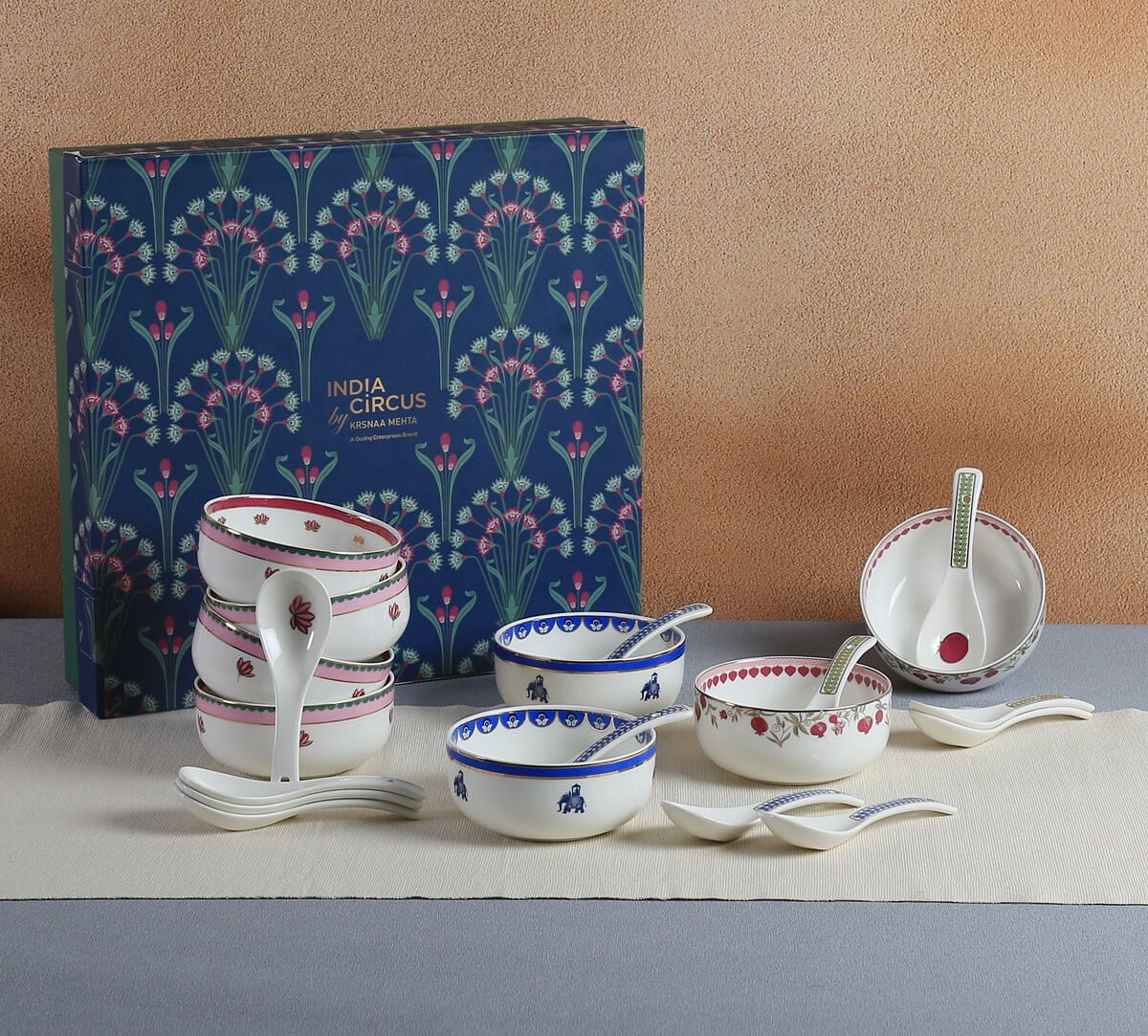 Emerald Blossom Soup Bowl Set