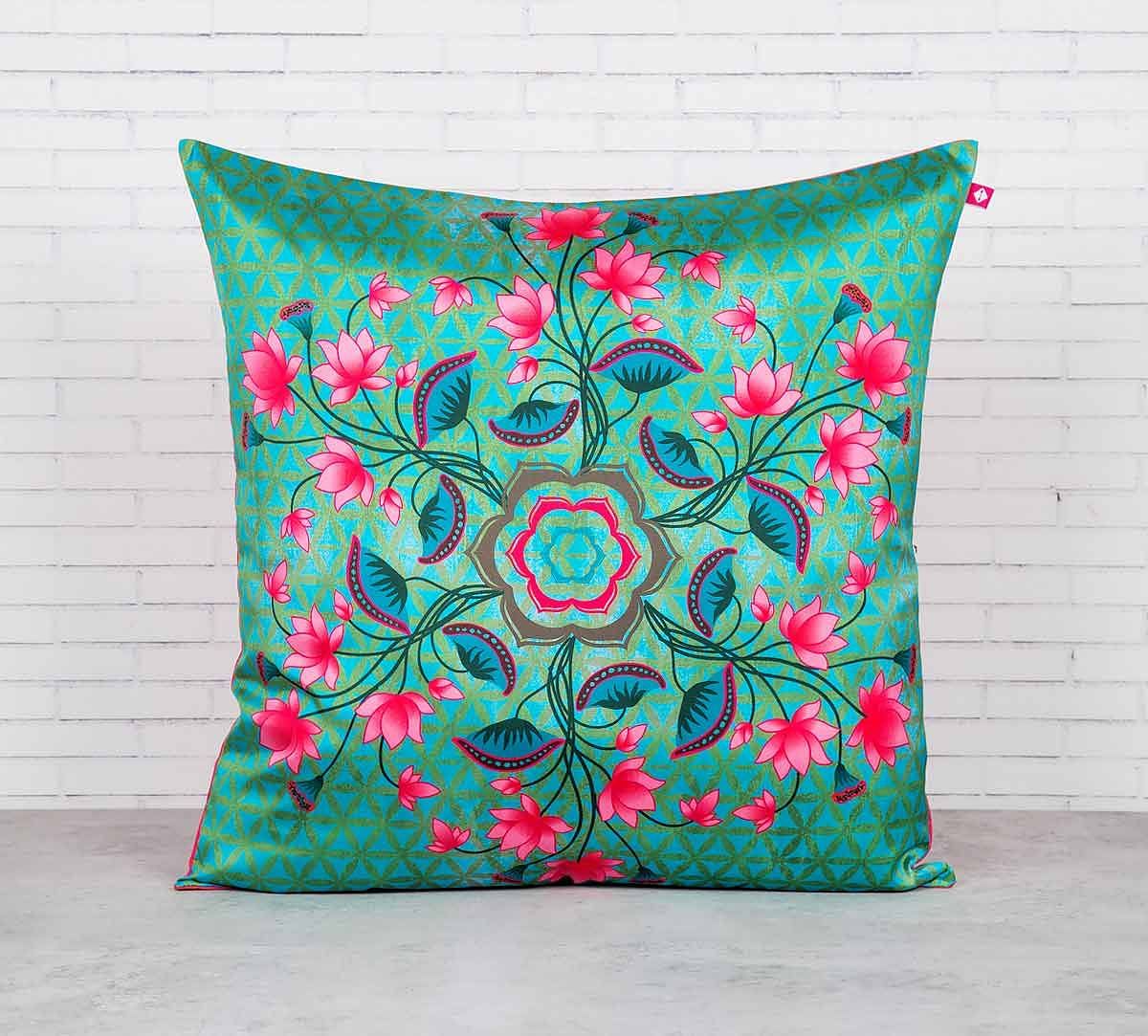 India Circus The Lotus Chronometer Blended Taf Silk Cushion Cover